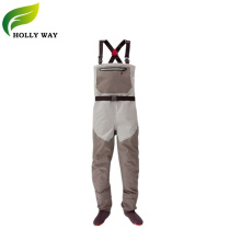 Wader de pecho transpirable con botas de PVC para pescar